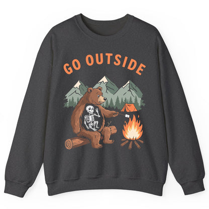 Go Outside funny bear Sweatshirt Dark Heather product mockup