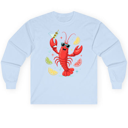 Cartoon Lobster Party lobster Long Sleeve Tee Light Blue product mockup