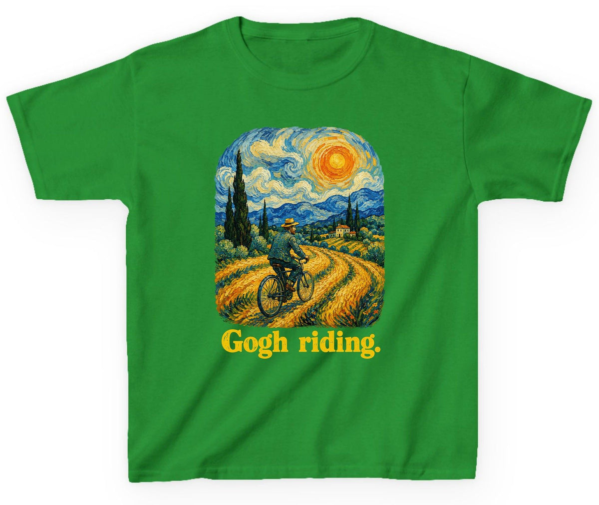 Gogh Riding van gogh parody Youth T-Shirt Irish Green product mockup
