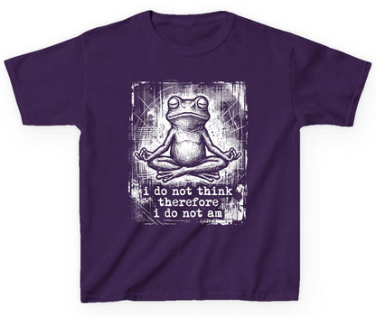 I Do Not Think Therefore I Do Not Am meditating frog Youth T-Shirt Purple product mockup