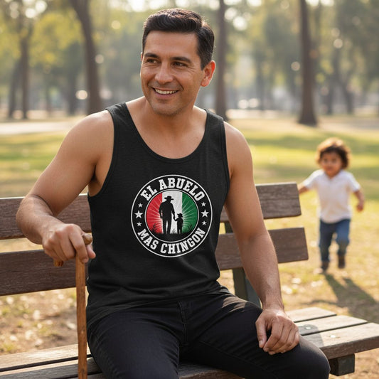 El Abuelo Mas Chingon mexican grandfather Tank Top Black lifestyle mockup