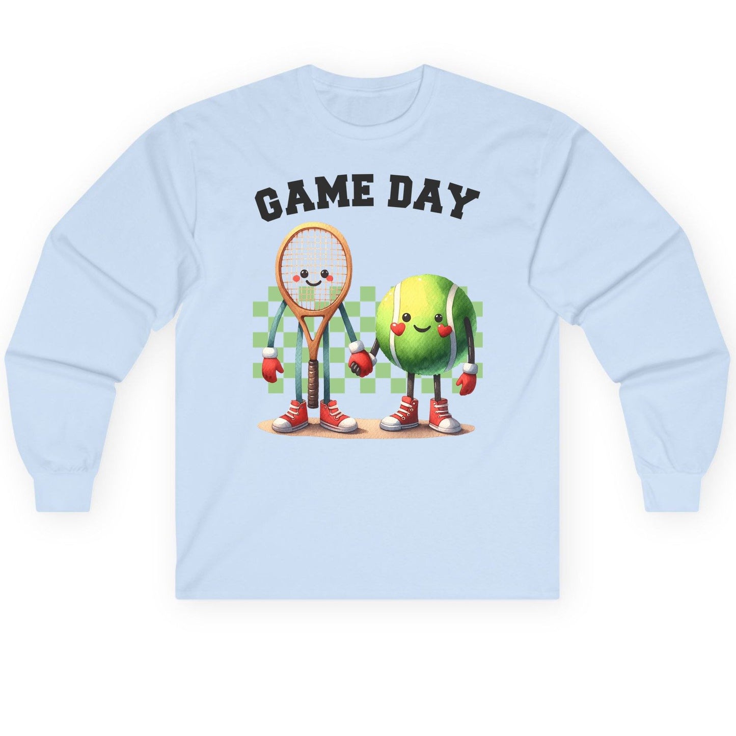 Game Day tennis Long Sleeve Tee Light Blue product mockup