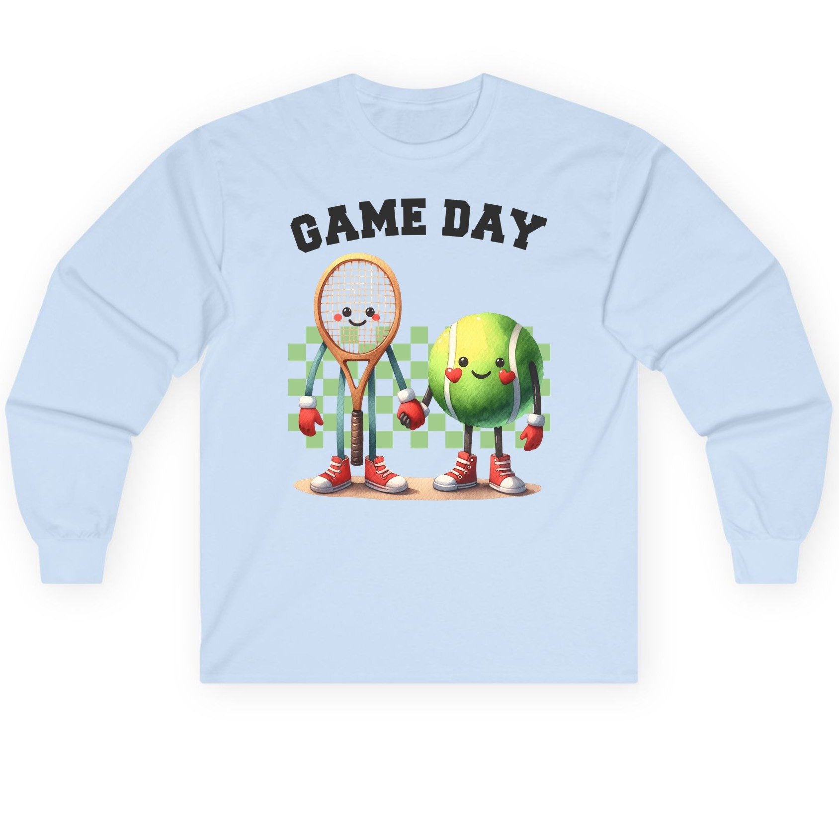 Game Day tennis Long Sleeve Tee Light Blue product mockup