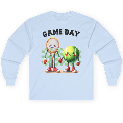 Game Day tennis Long Sleeve Tee Light Blue product mockup