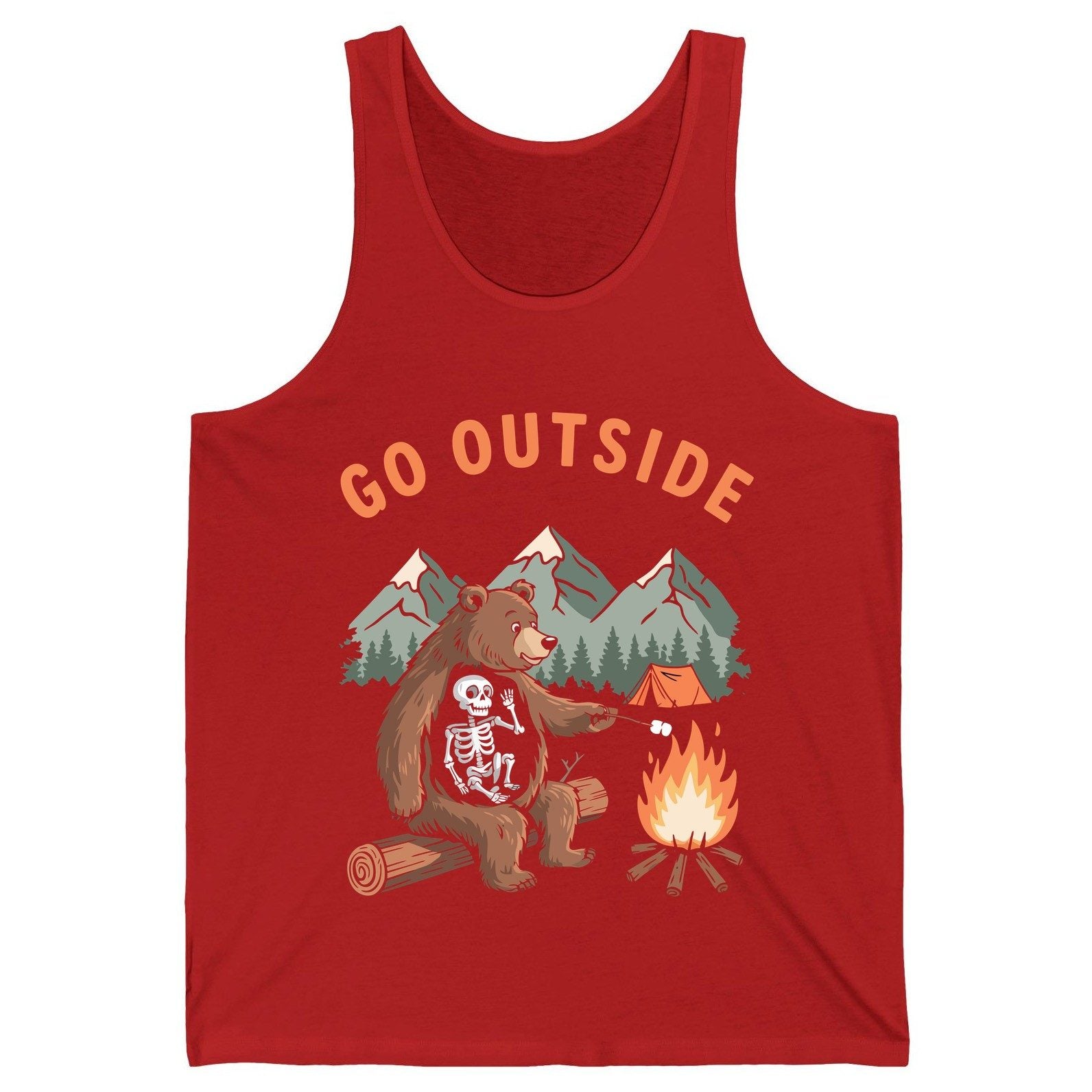Go Outside funny bear Tank Top Red product mockup