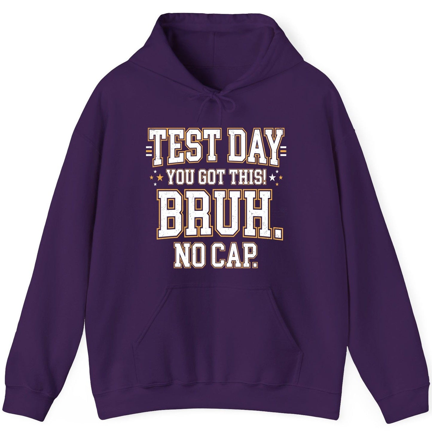 Test Day You Got This Bruh No Cap Funny Student Humor Hoodie - product mockup - Purple