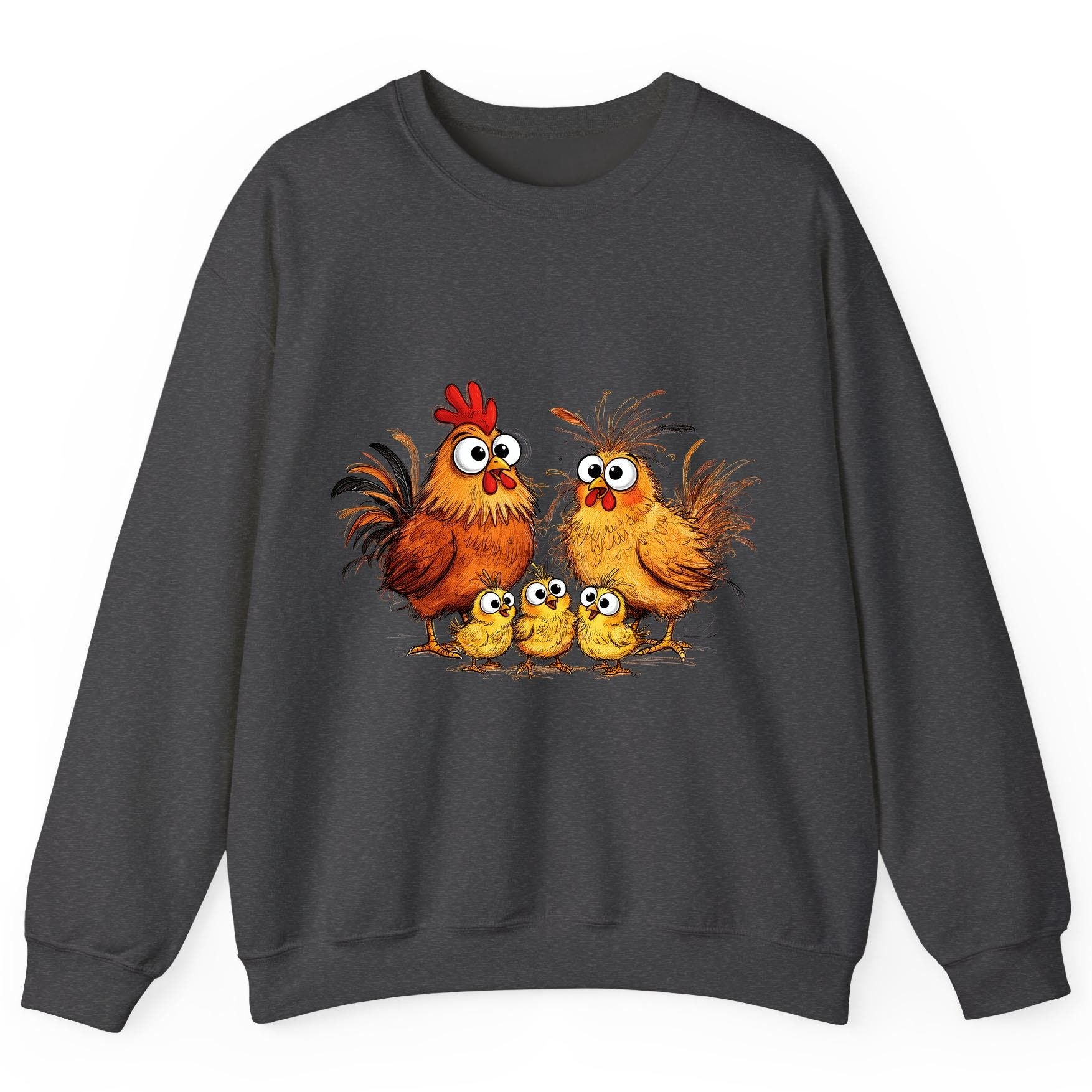 Funny Chicken Family chicken family Sweatshirt Dark Heather product mockup