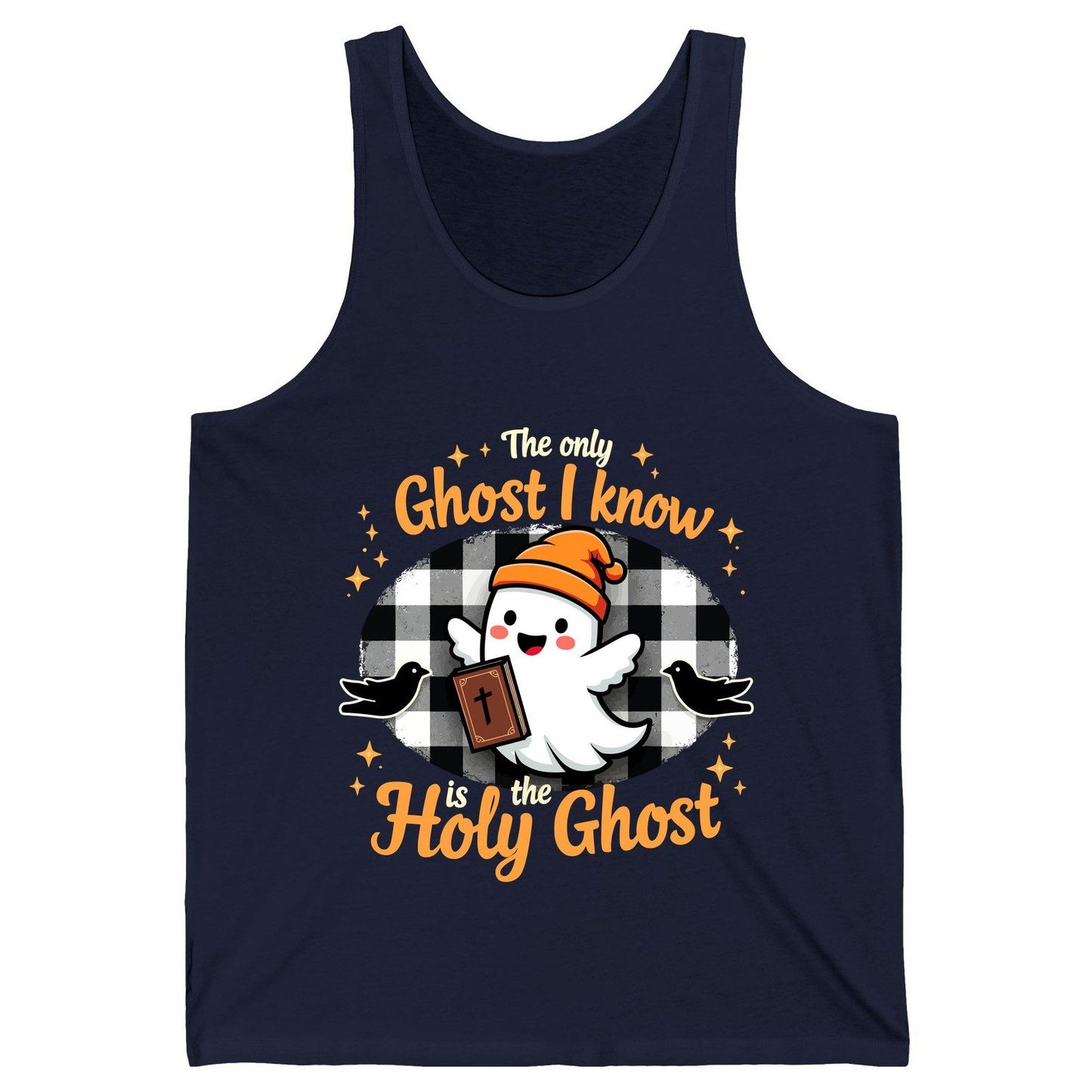 The Only Ghost I Know Is the Holy Ghost christian Halloween Tank Top Navy product mockup