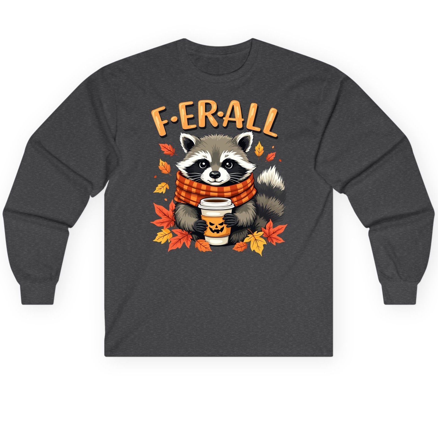 F ER All raccoon Long Sleeve Tee Dark Heather product mockup