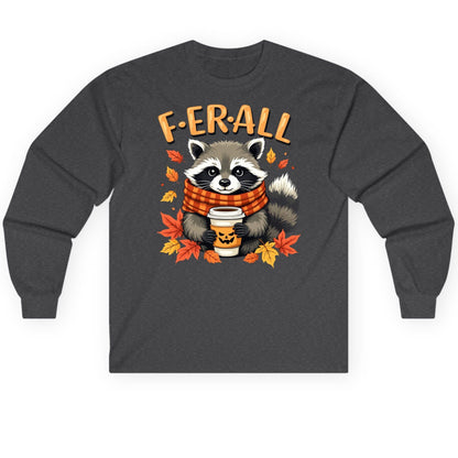 F ER All raccoon Long Sleeve Tee Dark Heather product mockup