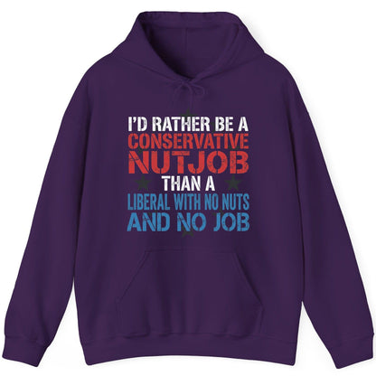 I'D RATHER BE a Conservative NUTJOB THAN a Liberal WITH NO NUTS Hoodie - product mockup - Purple