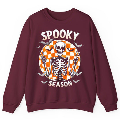 Spooky Season Halloween skeleton Sweatshirt Maroon product mockup