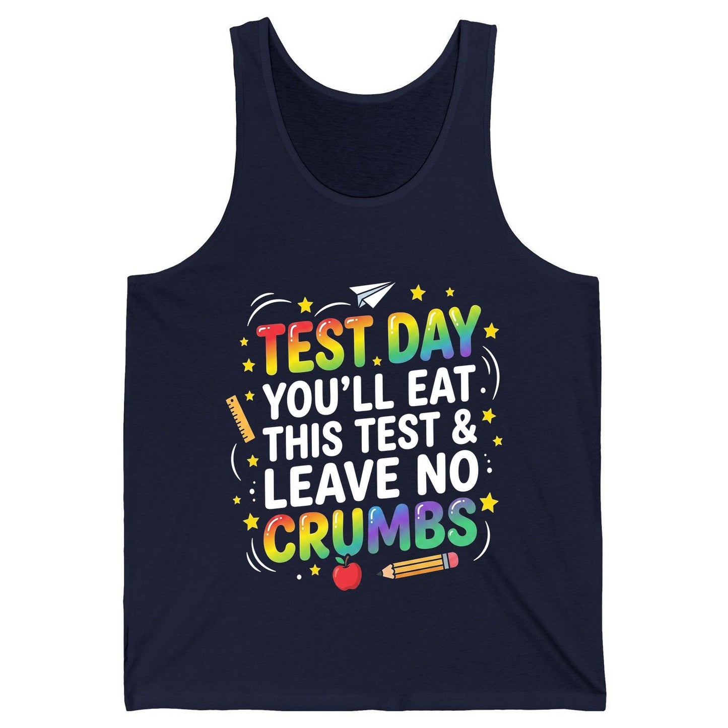 Test Day You'll Eat This Test & Leave No Crumbs Testing Tank Top - product mockup - Navy