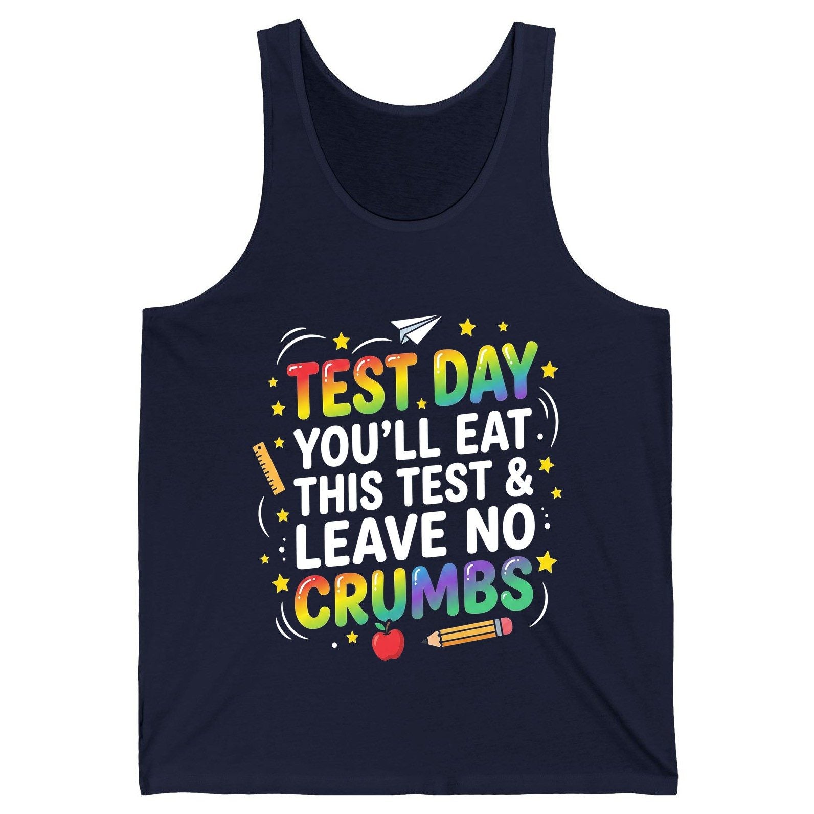 Test Day You'll Eat This Test & Leave No Crumbs Testing Tank Top - product mockup - Navy