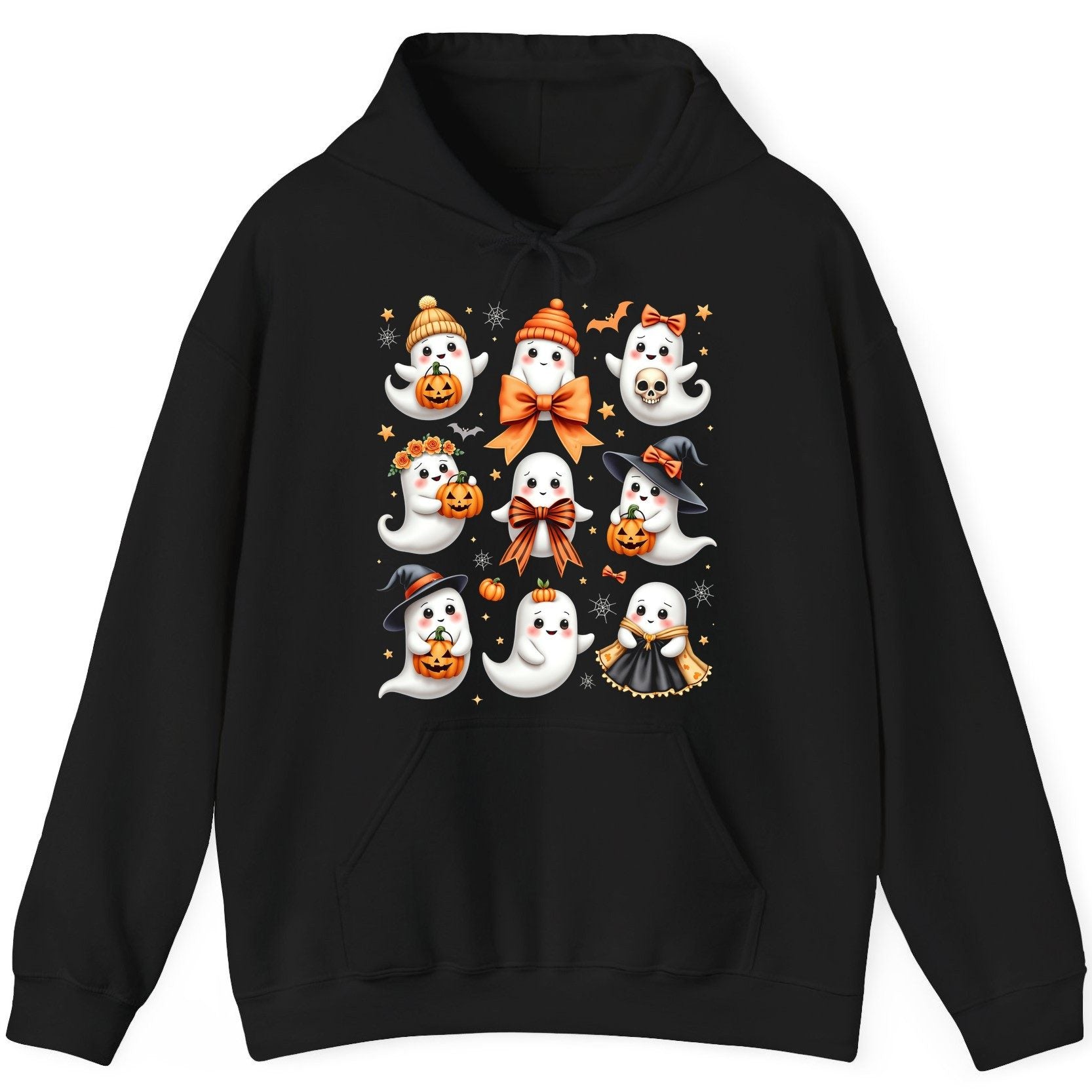 Cute Kawaii Ghosts Collection cute Halloween ghosts Hoodie Black product mockup