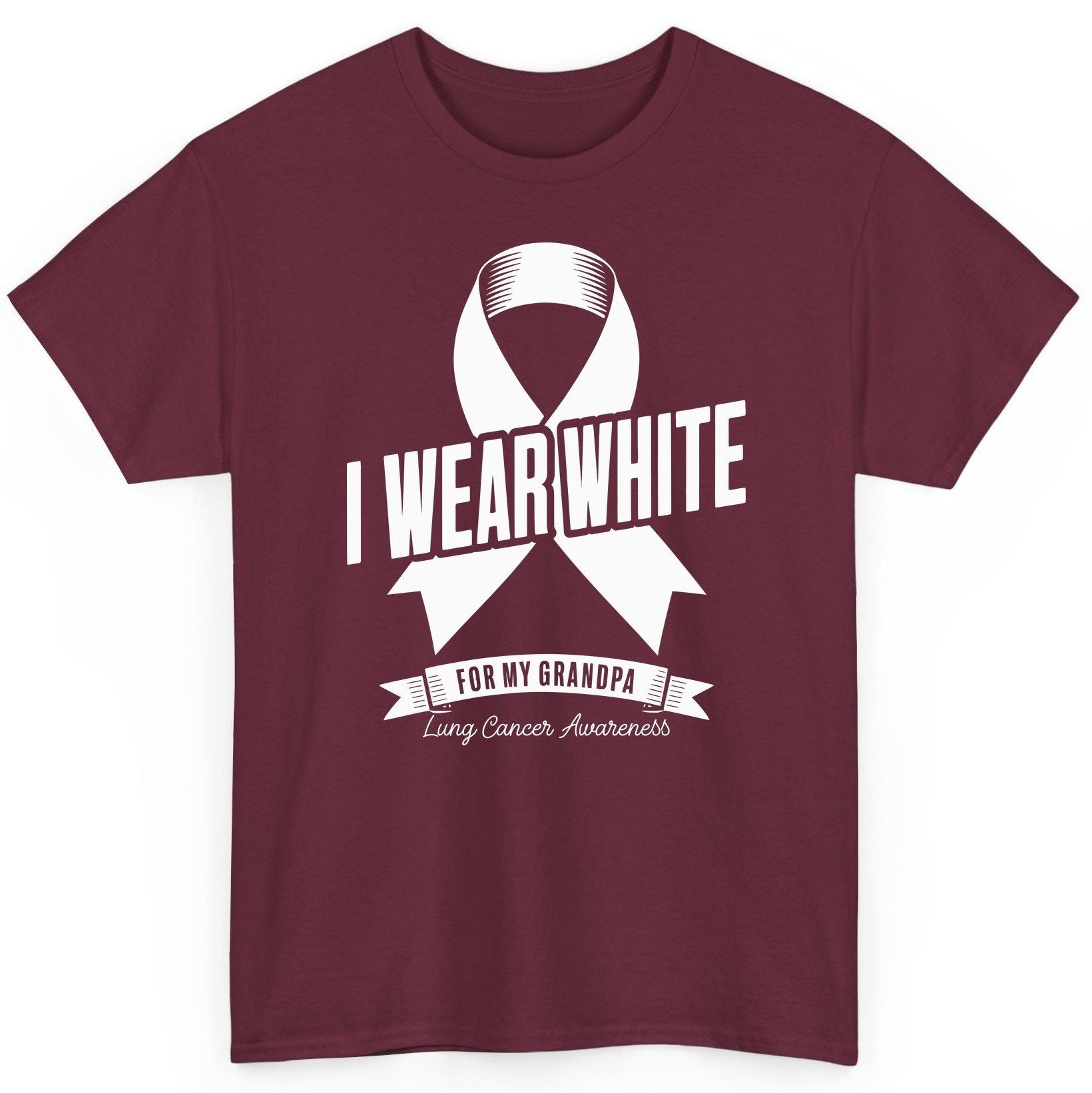 I Wear White for My Grandpa lung cancer awareness T-Shirt Maroon product mockup
