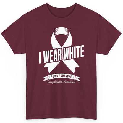 I Wear White for My Grandpa lung cancer awareness T-Shirt Maroon product mockup