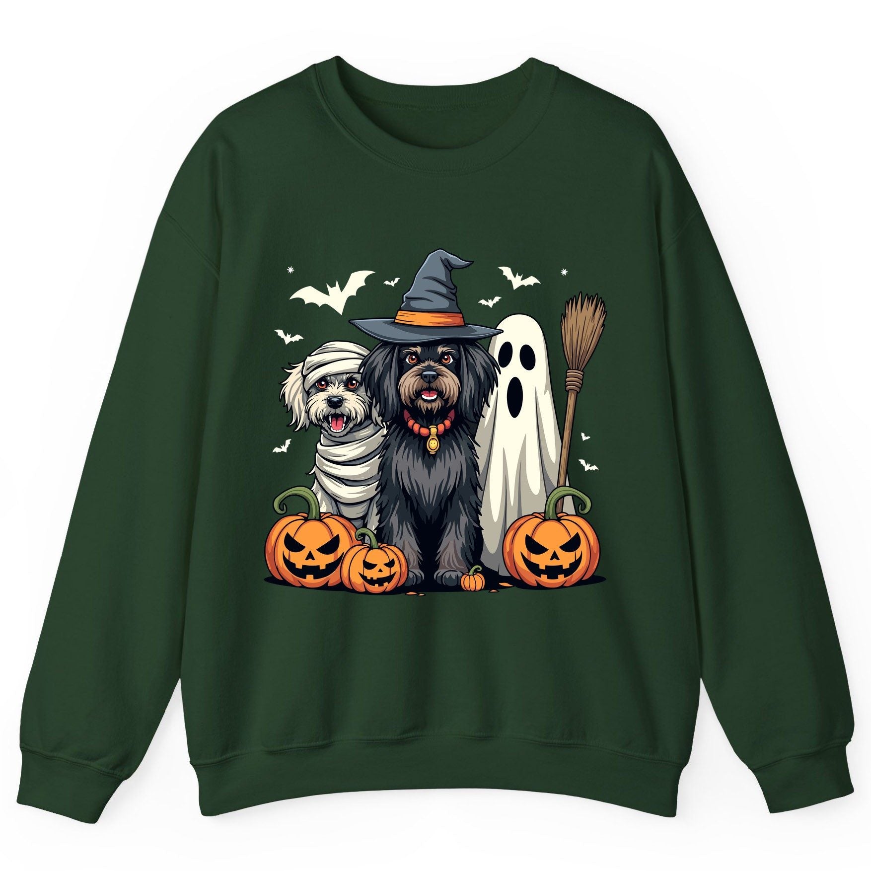 Halloween Dogs in Costumes Halloween dogs Sweatshirt Forest Green product mockup