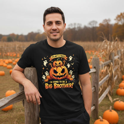 It's Not a Trick I'm Going to Be a Big Brother! Halloween big brother announcement T-Shirt Black lifestyle mockup