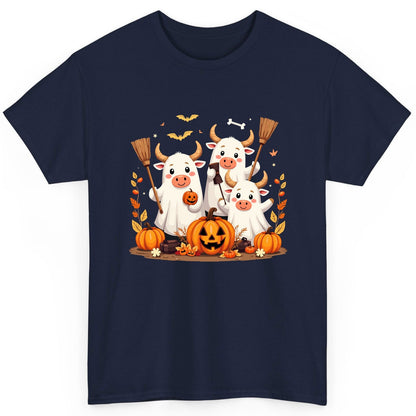 Cute Ghost Cows Halloween cows T-Shirt Navy product mockup