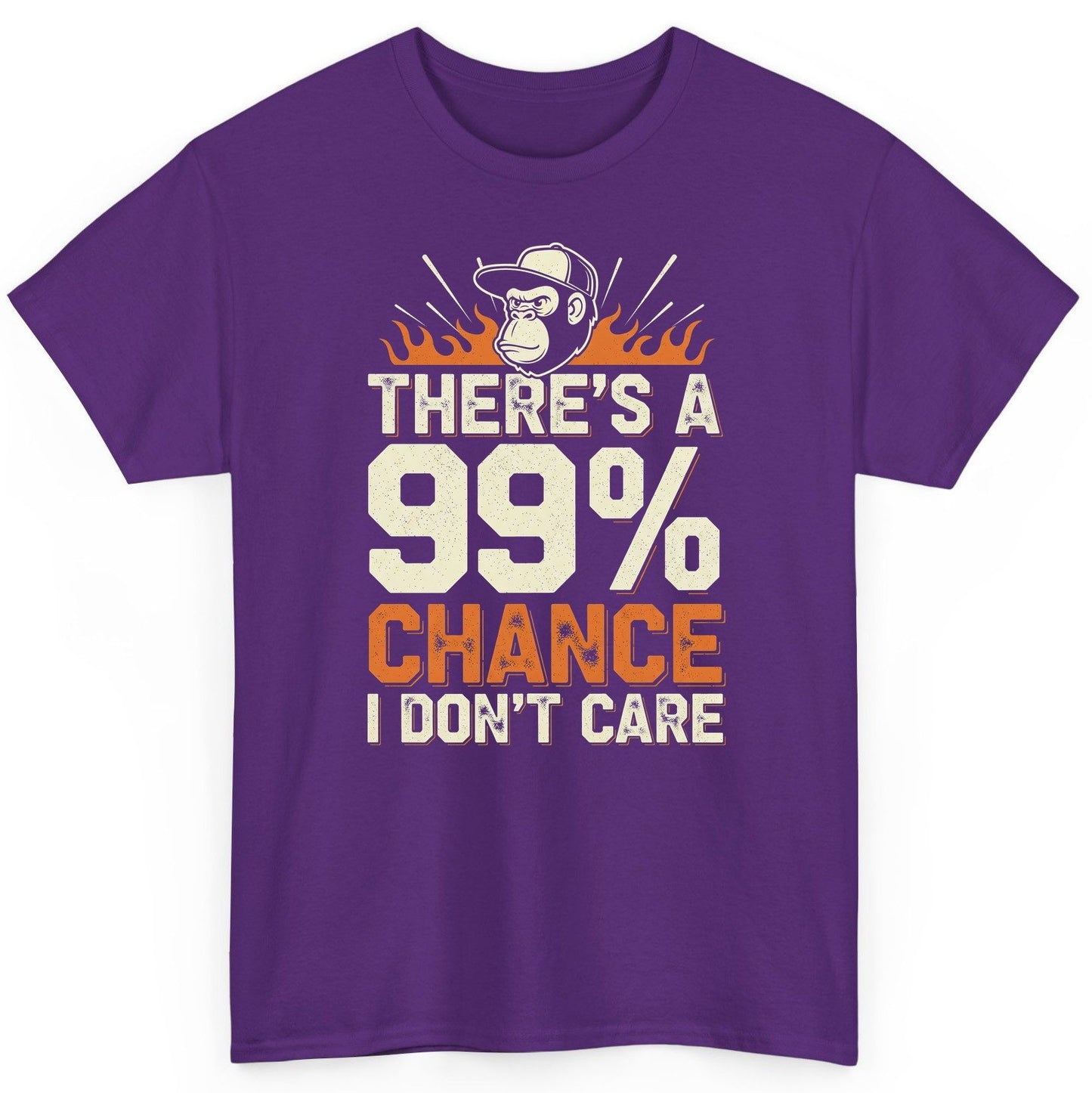 There's a 99% Chance I Don't Care sarcastic monkey T-Shirt Purple product mockup