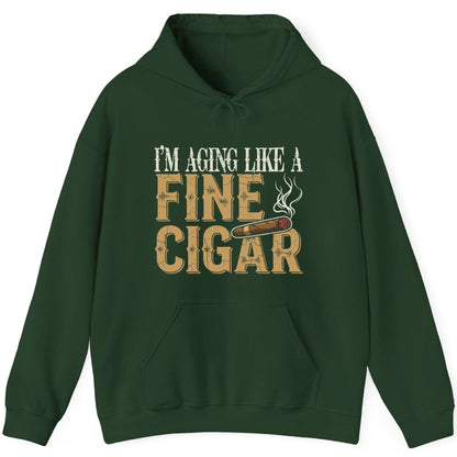 I'm Aging Like a Fine Cigar cigar smoking Hoodie Forest Green product mockup