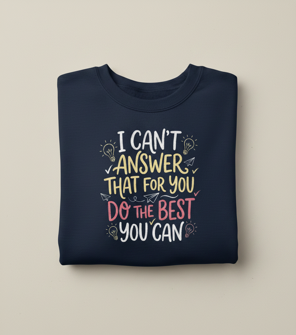 I Can't Answer That For You Teacher Quote Sweatshirt - Navy