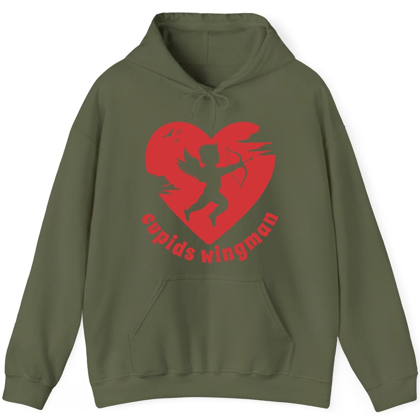 Cupids Wingman cupid Hoodie Military Green product mockup
