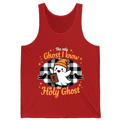 The Only Ghost I Know Is the Holy Ghost christian Halloween Tank Top Red product mockup