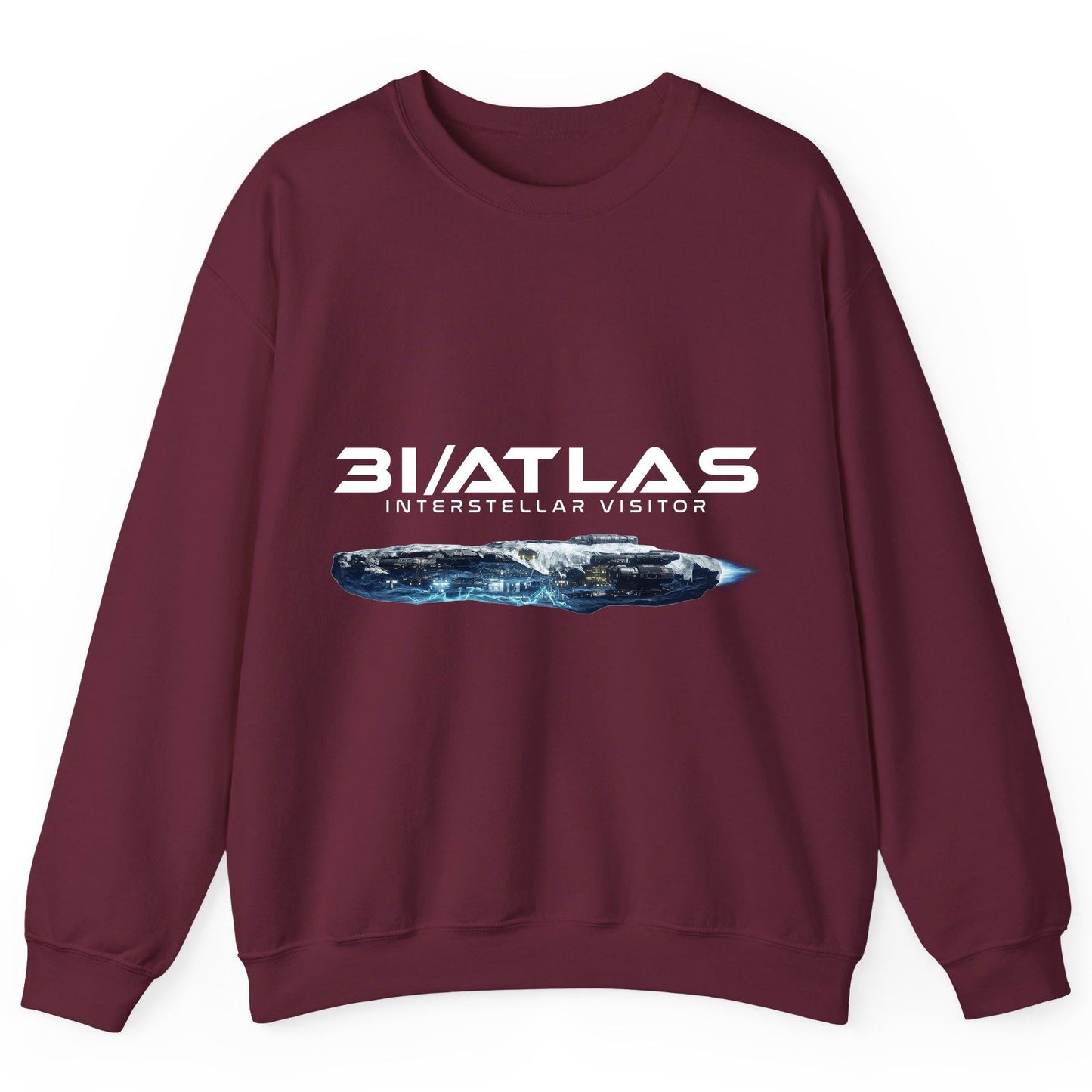 31 Atlas Interstellar Visitor sci-fi spaceship Sweatshirt Maroon product mockup