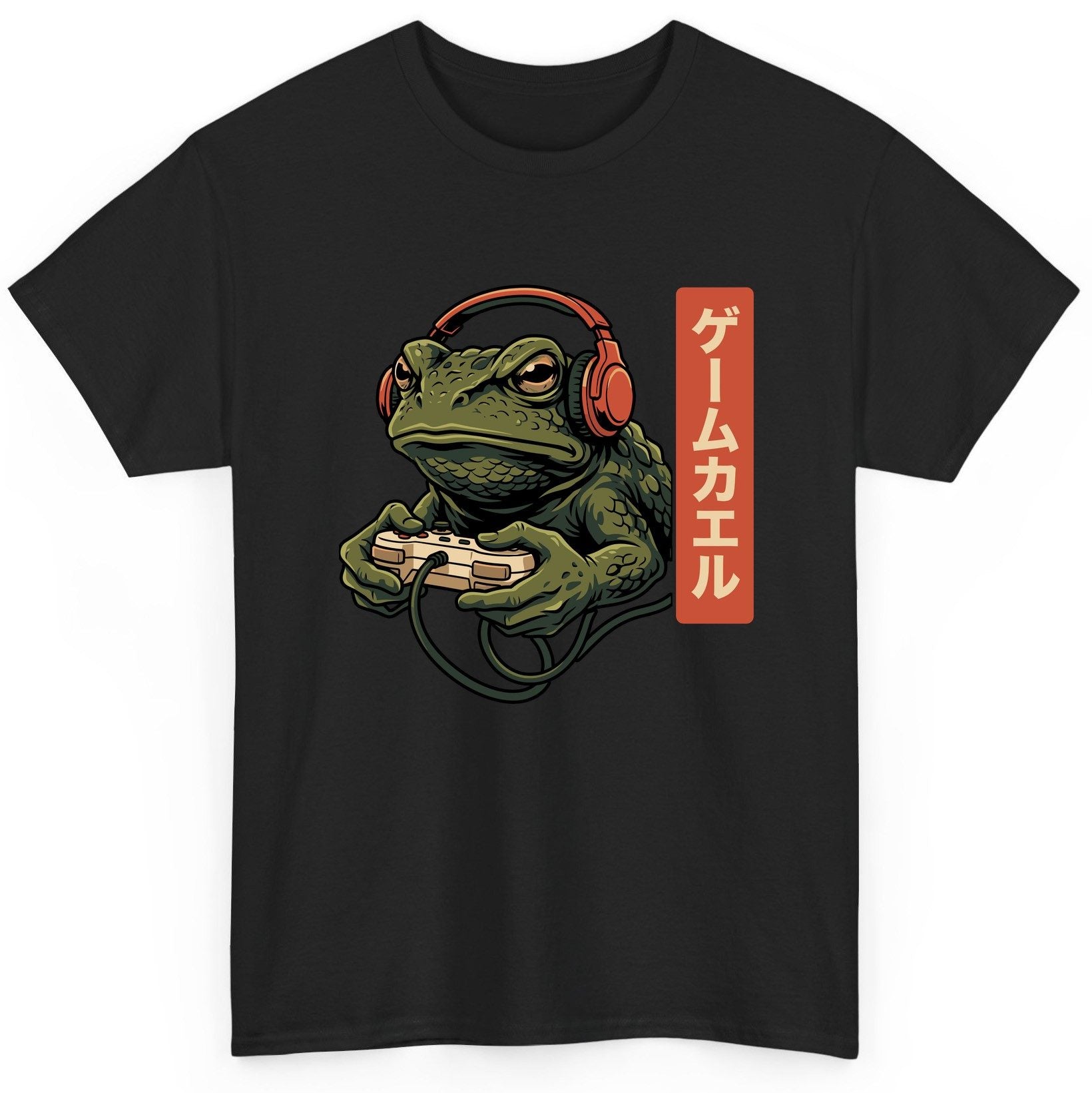 ゲームカエル gaming toad T-Shirt Black product mockup