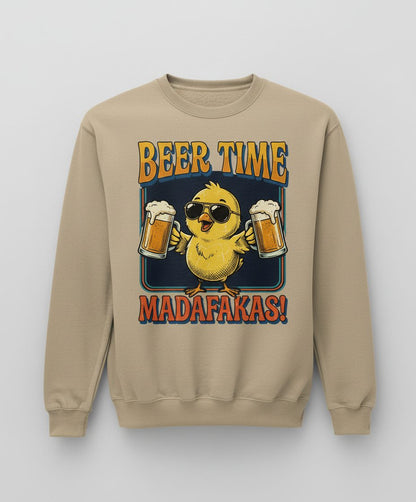 Funny Chick drinking beer Chick Sweatshirt - product mockup - Sand