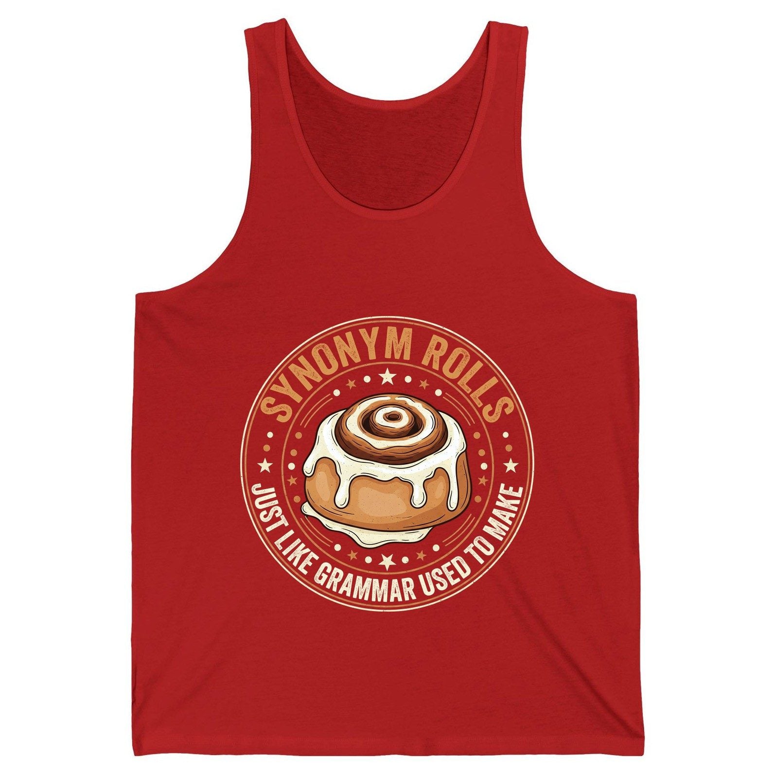 Synonym Rolls Just Like Grammar Used to Make grammar puns Tank Top Red product mockup