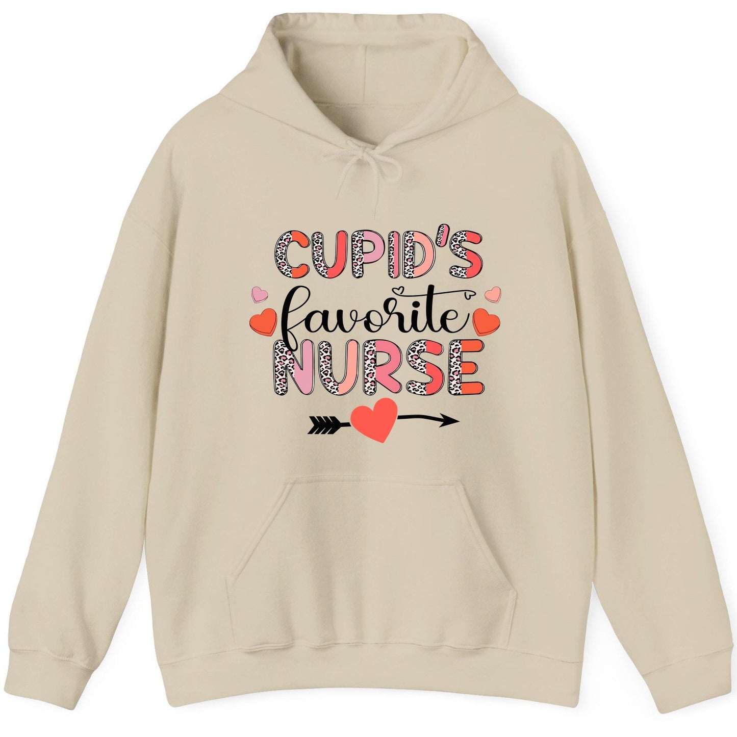 Cupid's Favorite Nurse nurse Hoodie Sand product mockup