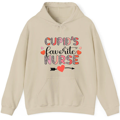 Cupid's Favorite Nurse nurse Hoodie Sand product mockup