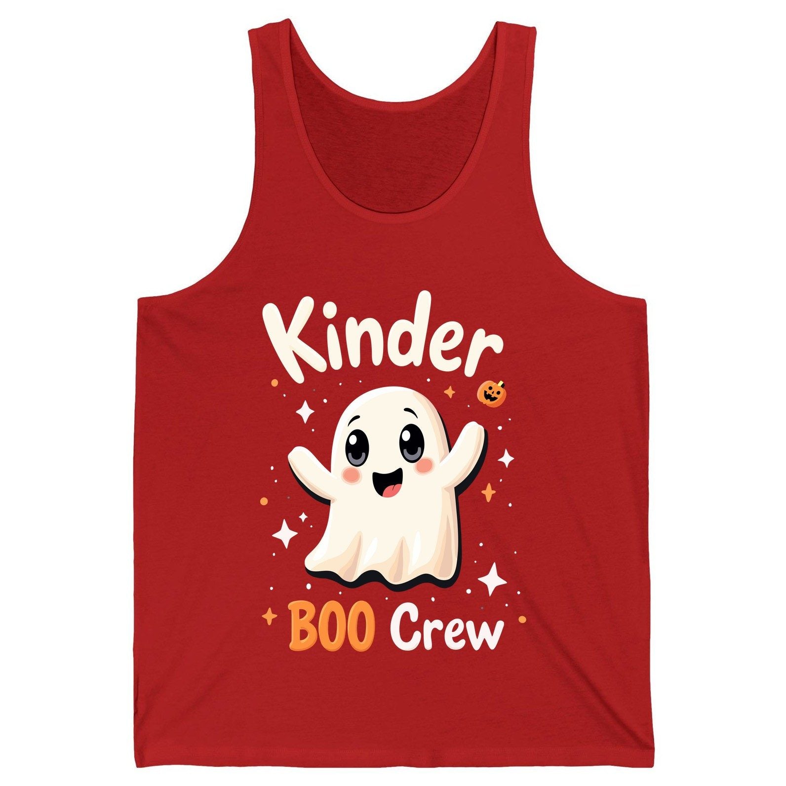 Kinder Boo Crew cute ghost Tank Top Red product mockup