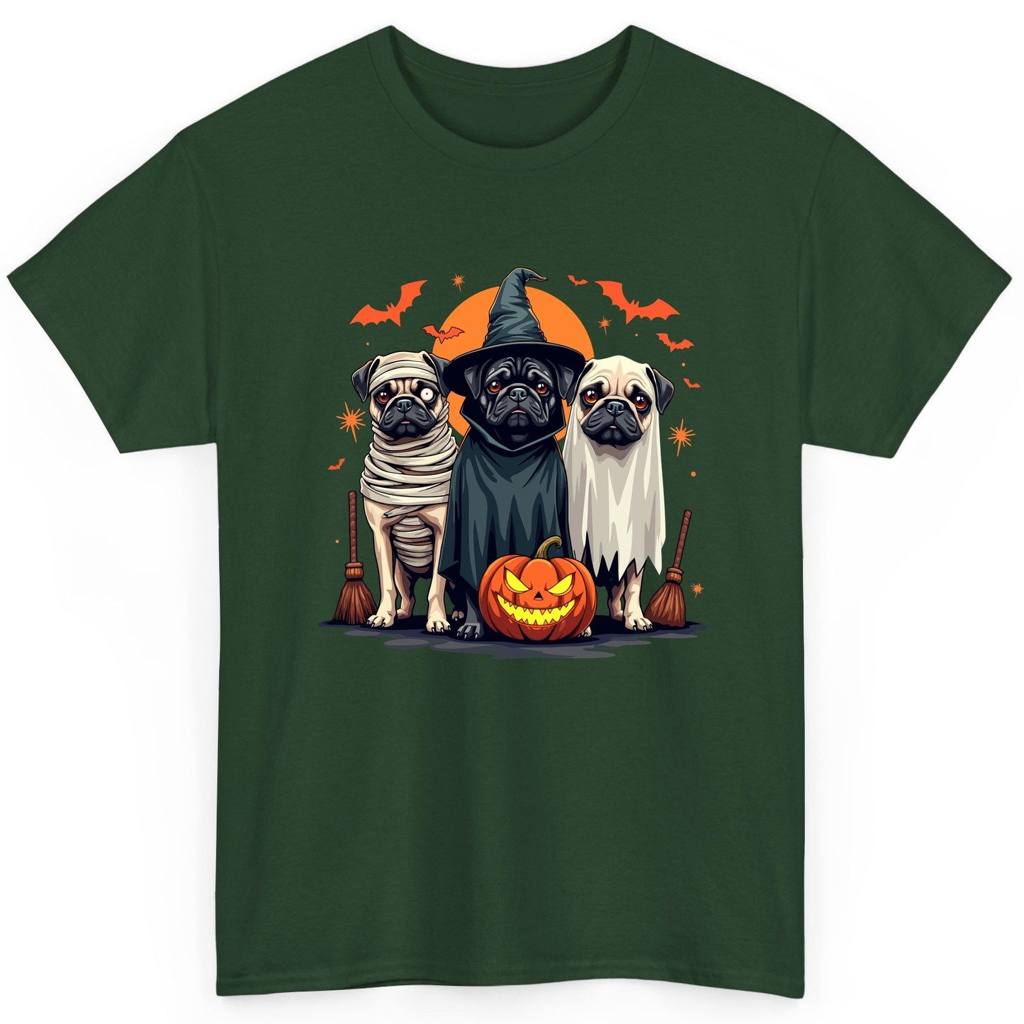 Halloween Pugs Costumes pugs T-Shirt Forest Green product mockup