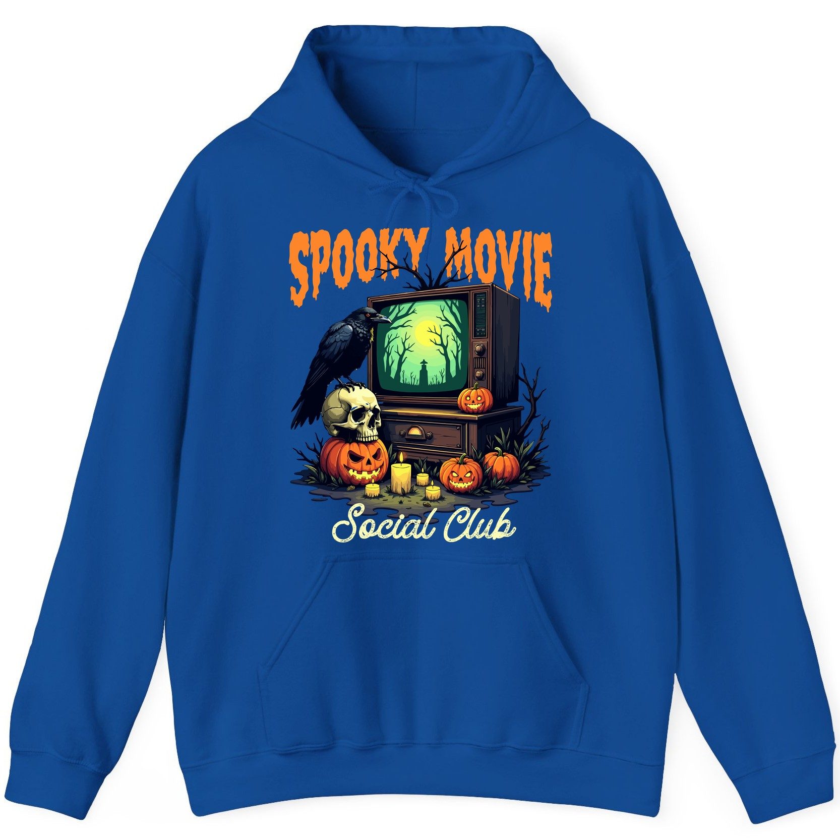 Spooky Movie Social Club Halloween Hoodie Royal product mockup