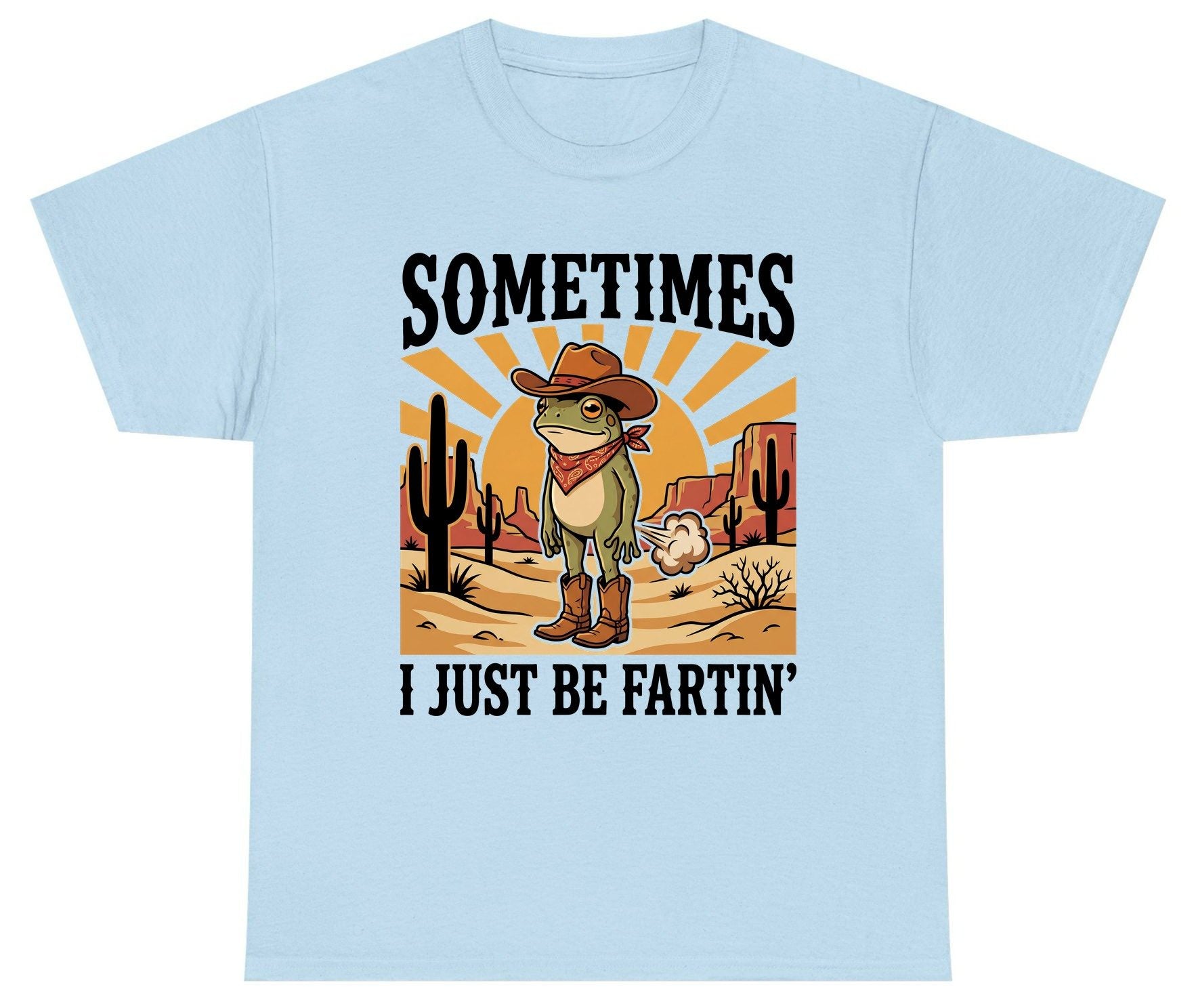 Sometimes It Just Be Fartin' cowboy frog Youth T-Shirt Light Blue product mockup