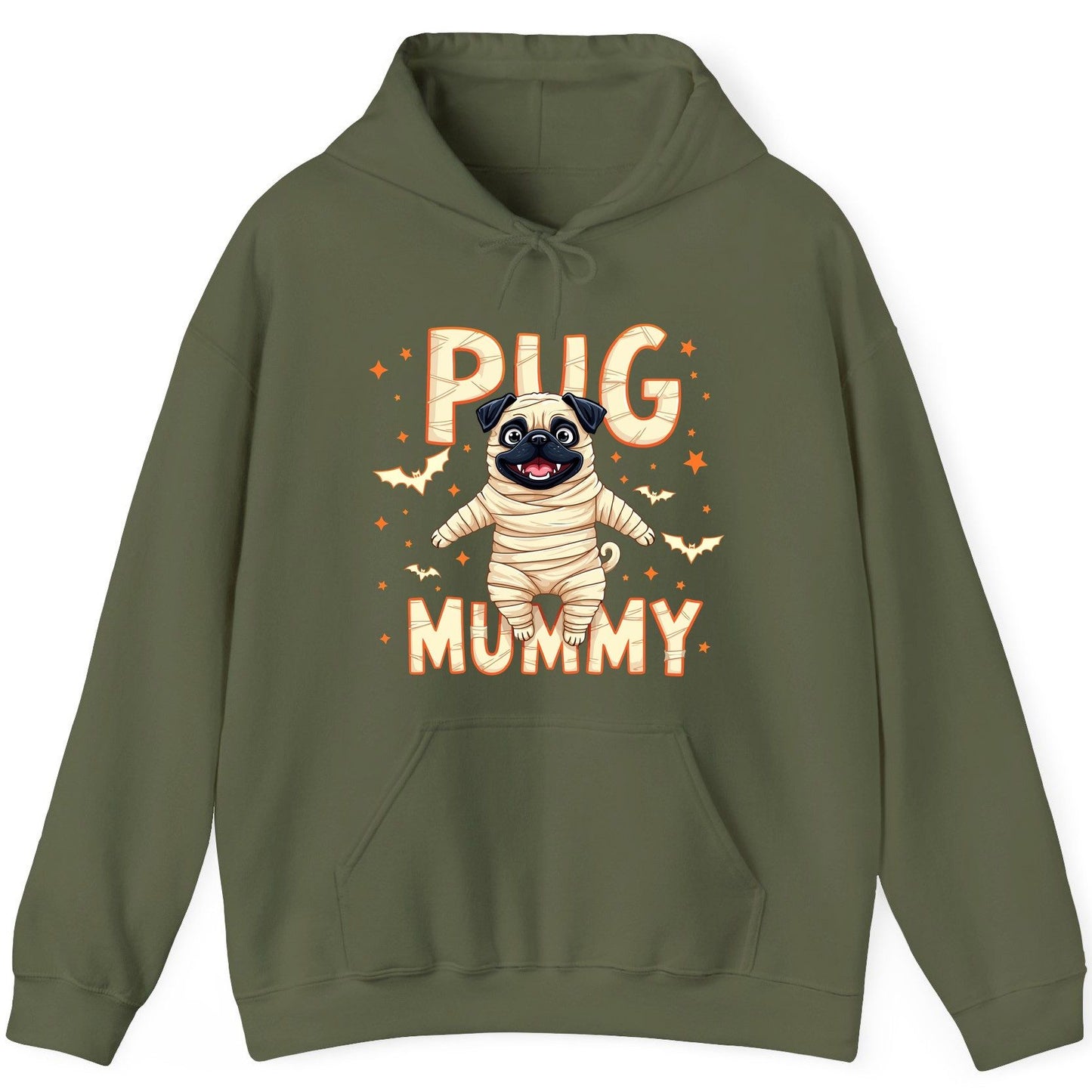 Pug Mummy pug Hoodie Military Green product mockup