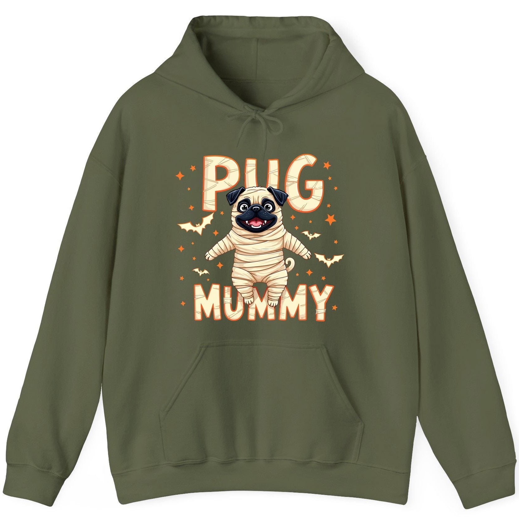 Pug Mummy pug Hoodie Military Green product mockup