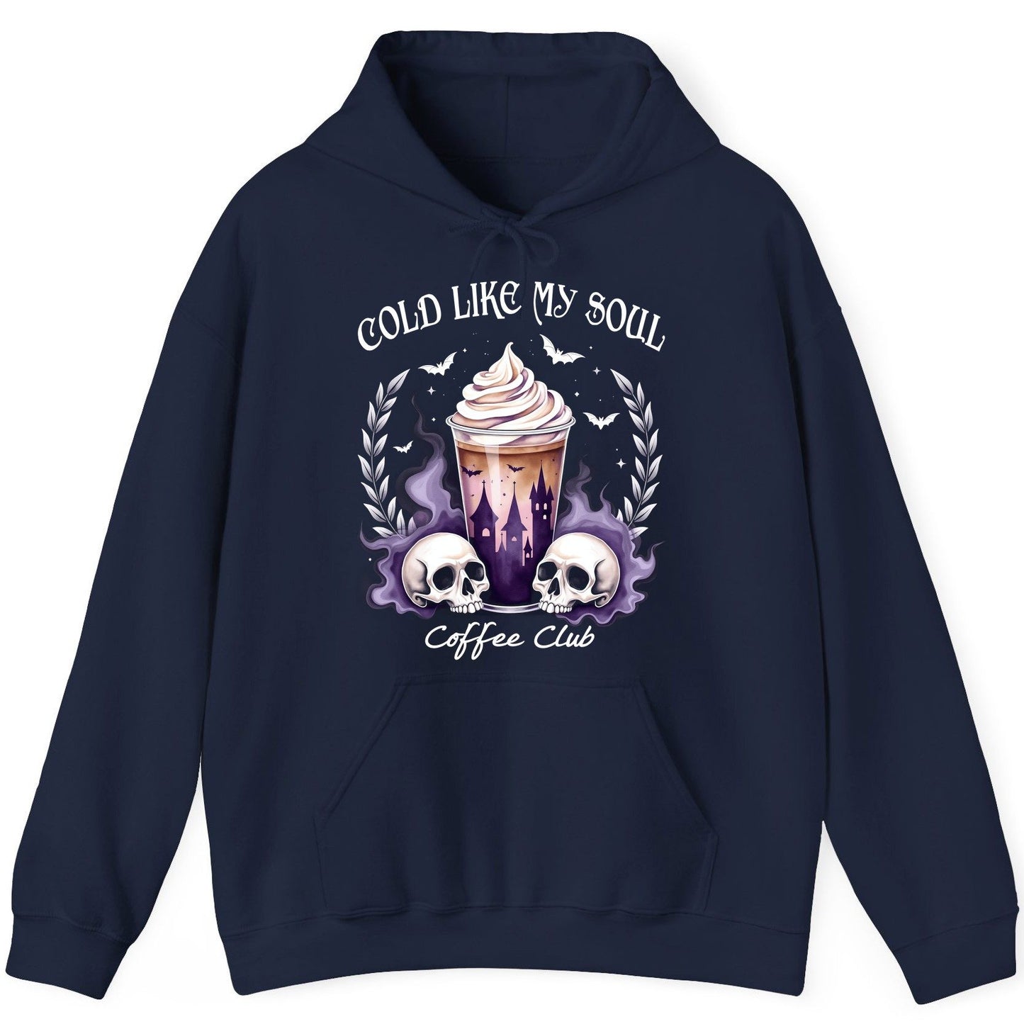 Cold Like My Soul Coffee Club gothic iced coffee Hoodie Navy product mockup