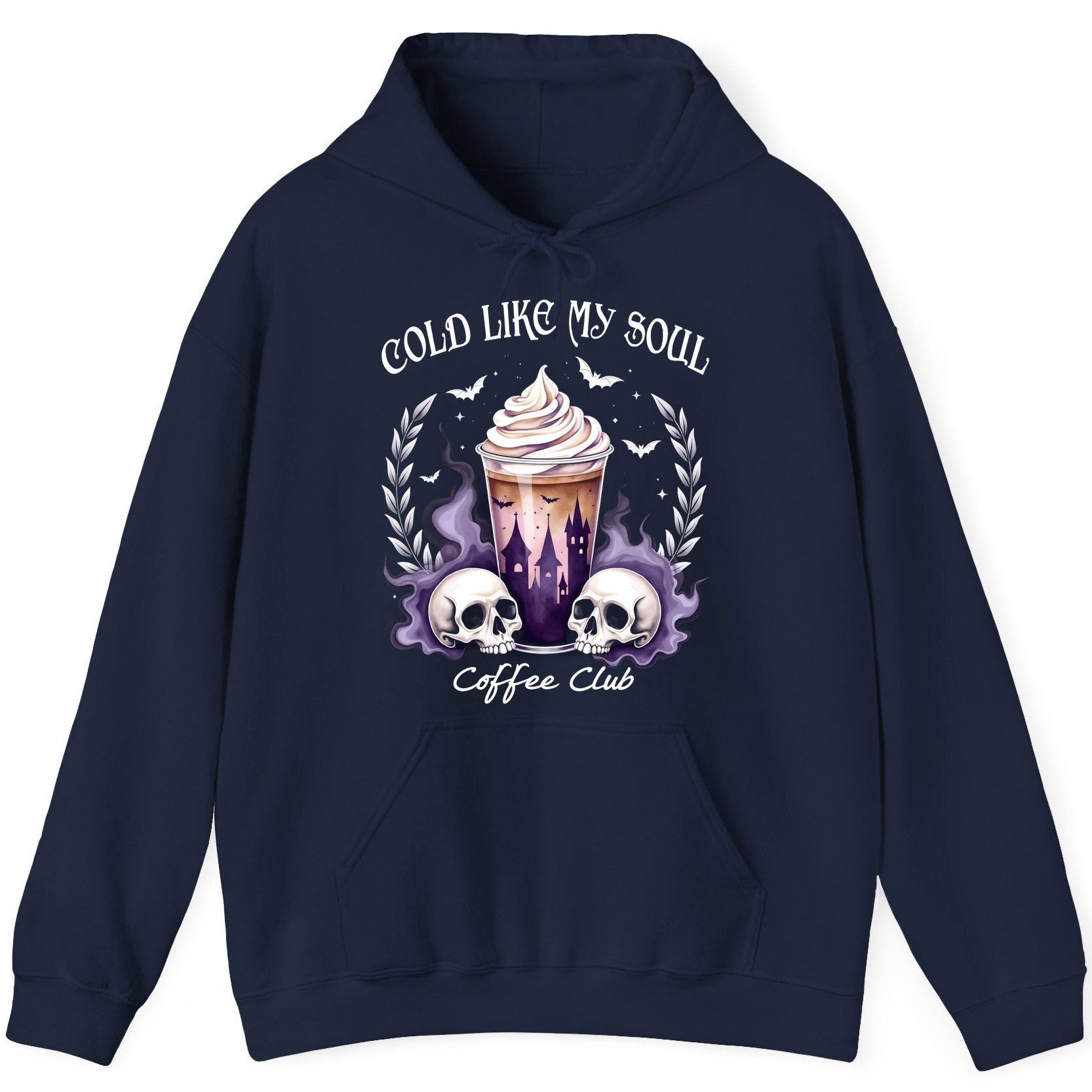 Cold Like My Soul Coffee Club gothic iced coffee Hoodie Navy product mockup