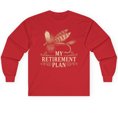 My Retirement Plan fly fishing Long Sleeve Tee Red product mockup