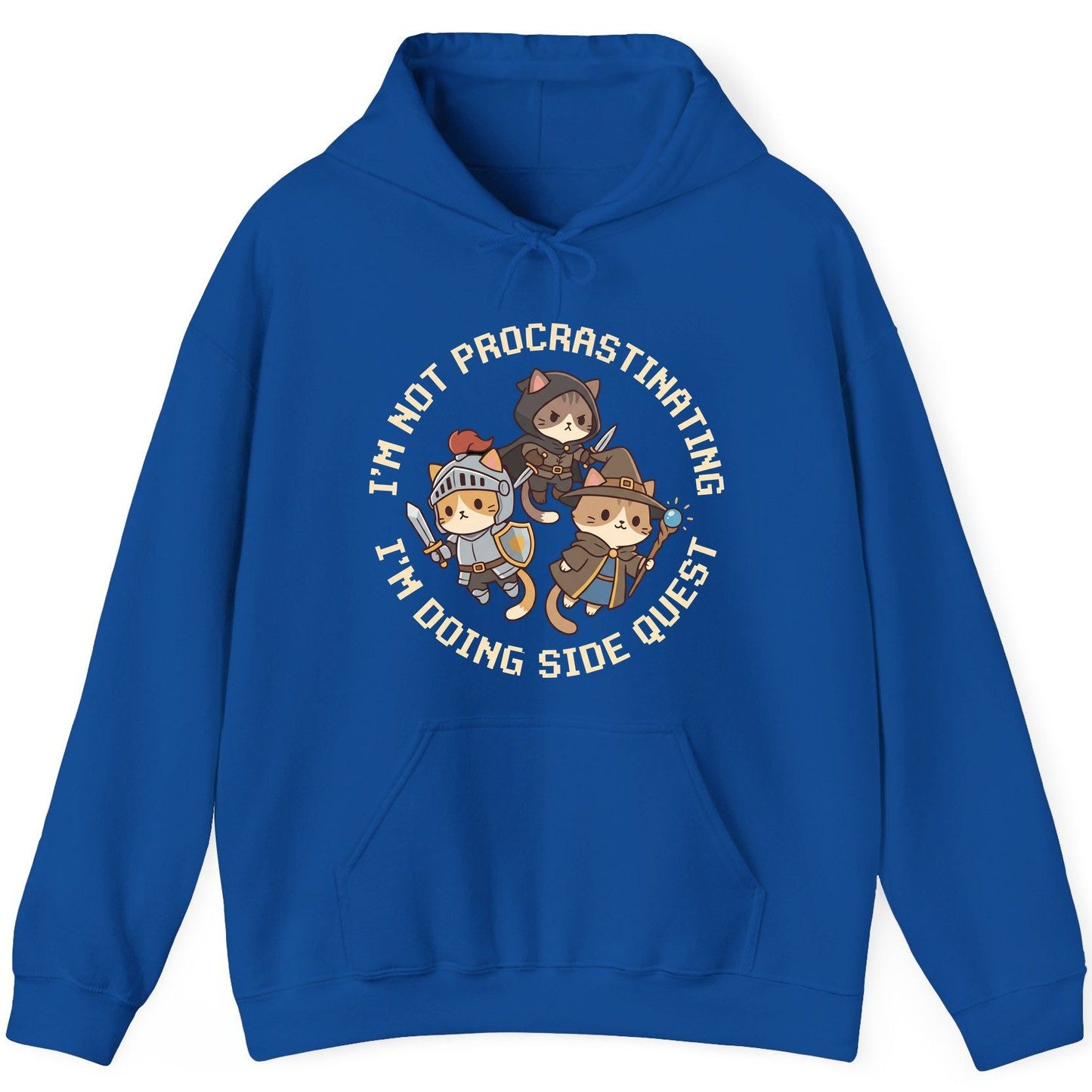 I'm Not Procrastinating I'm Doing Side Quest rpg cats Hoodie Royal product mockup