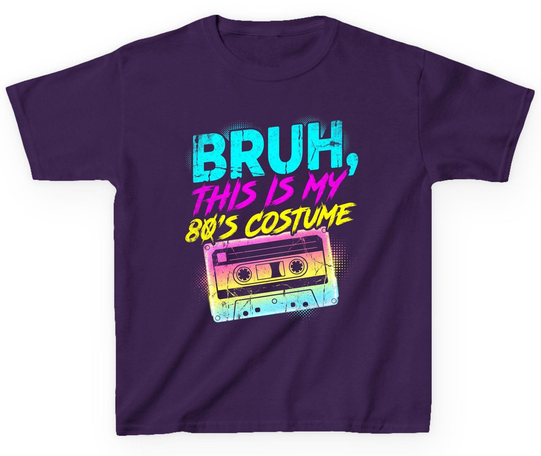 BRUH, THIS IS MY 80'S COSTUME 1980s nostalgia Youth T-Shirt Purple product mockup