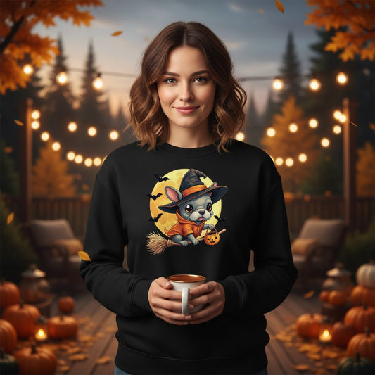 Cute Witch French Bulldog french bulldog Sweatshirt Black lifestyle mockup