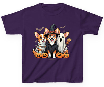 Halloween Corgi Trio Halloween corgis Youth T-Shirt Purple product mockup