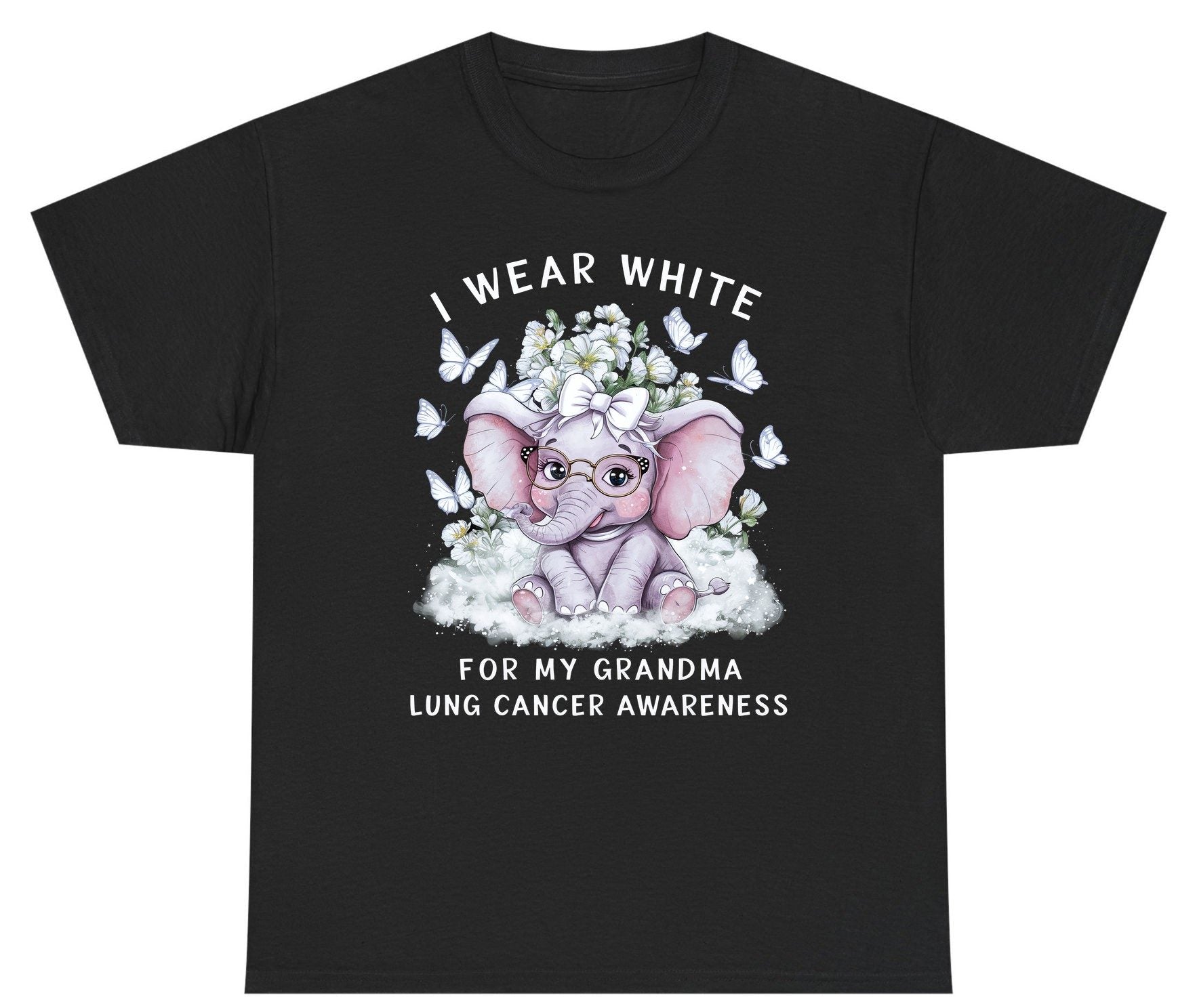 I Wear White for My Grandma Lung Cancer Awareness lung cancer awareness Youth T-Shirt Black product mockup
