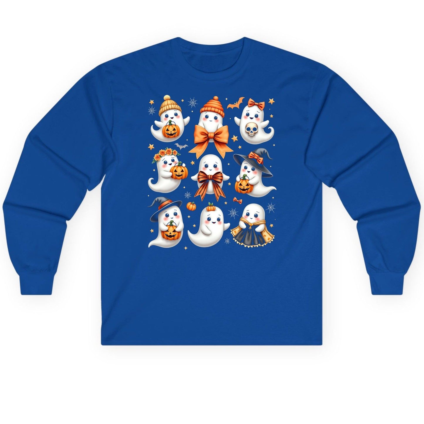 Cute Kawaii Ghosts Collection cute Halloween ghosts Long Sleeve Tee Royal product mockup